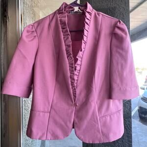 Vintage 1970's pink ruffle half sleeve blazer size 18
